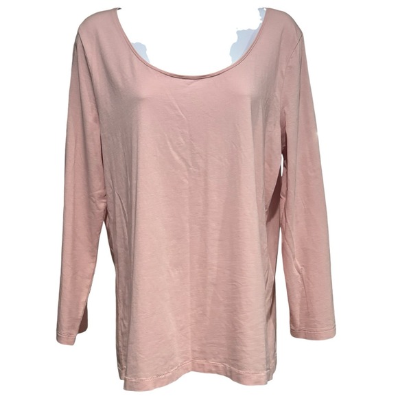 J.Crew Pink long‎ Sleeve Cotton Scoop Neck Top Women's Size XL - Picture 2 of 11